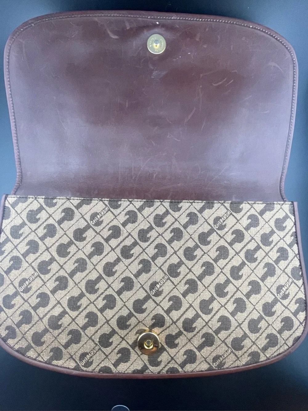 Gherardini Florence – Monogram Canvas and Leather – Archival Clutch – Medium